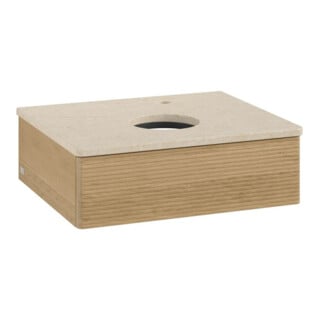 V&B Waschtischunterschrank mit Frontstruktur -Beleuchtung Antao 60x19x50cm, HL, WBP botti., hon. Oa