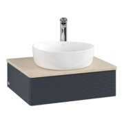 V&B Waschtischunterschrank mit Frontstruktur -Beleuchtung Antao 60x19x50cm, HL, WBP botti., md bl. m Lac