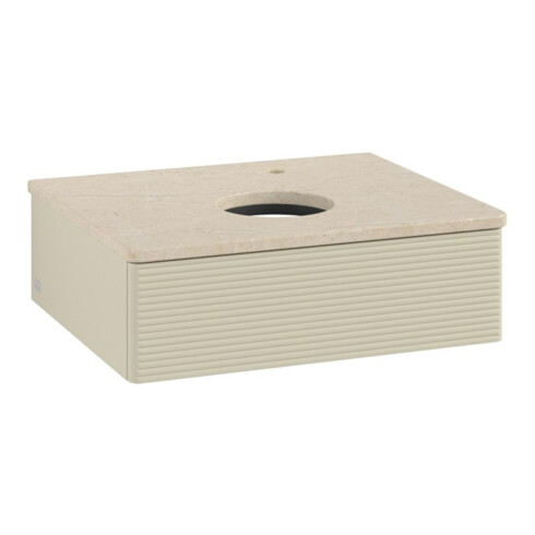 V&B Waschtischunterschrank mit Frontstruktur -Beleuchtung Antao 60x19x50cm, HL, WBP botti., si Gr m Lac