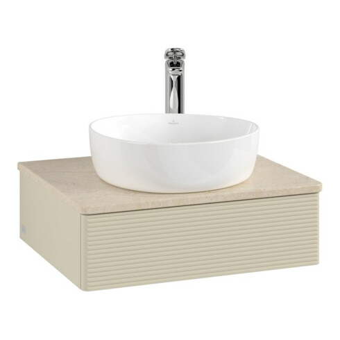 V&B Waschtischunterschrank mit Frontstruktur -Beleuchtung Antao 60x19x50cm, HL, WBP botti., si Gr m Lac