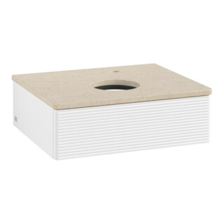 V&B Waschtischunterschrank mit Frontstruktur -Beleuchtung Antao 60x19x50cm, HL, WBP botti., wh. m Lac