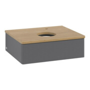 V&B Waschtischunterschrank mit Frontstruktur -Beleuchtung Antao 60x19x50cm, HL, WBP hon. Oa, A m Lac