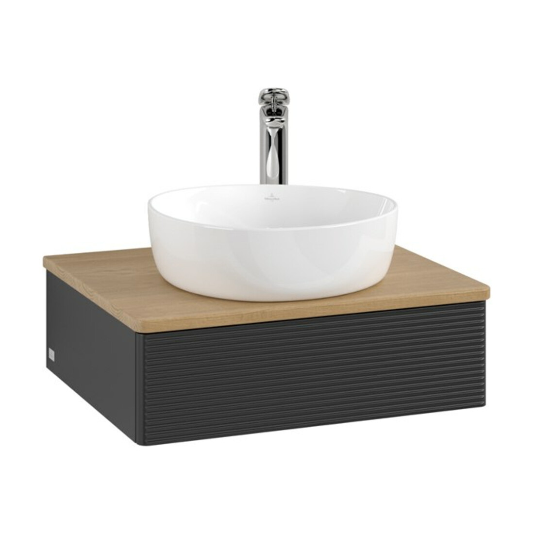 V&B Waschtischunterschrank mit Frontstruktur -Beleuchtung Antao 60x19x50cm, HL, WBP hon. Oa, bla m Lac