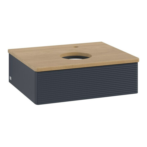 V&B Waschtischunterschrank mit Frontstruktur -Beleuchtung Antao 60x19x50cm, HL, WBP hon. Oa, md b m Lac