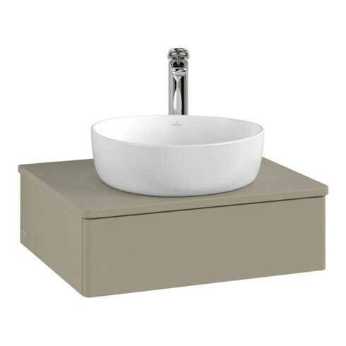 V&B Waschtischunterschrank mit Frontstruktur -Beleuchtung Antao 60x19x50cm, HL, WBP Lac, md bl. m Lac