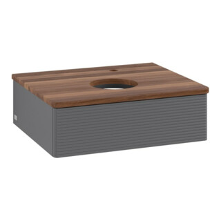 V&B Waschtischunterschrank mit Frontstruktur -Beleuchtung Antao 60x19x50cm, HL, WBP w wa, Anthrac. m Lac