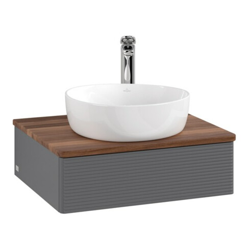 V&B Waschtischunterschrank mit Frontstruktur -Beleuchtung Antao 60x19x50cm, HL, WBP w wa, Anthrac. m Lac