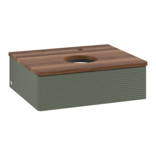 V&B Waschtischunterschrank mit Frontstruktur -Beleuchtung Antao 60x19x50cm, HL, WBP w wa, lea gre. m Lac
