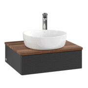 V&B Waschtischunterschrank mit Frontstruktur -Beleuchtung Antao 60x19x50cm, HL, WBP w. wal, bla m Lac