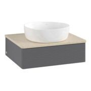 V&B Waschtischunterschrank mit Frontstruktur -Beleuchtung Antao 60x19x50cm, WBP botti., Anthrac. m Lac