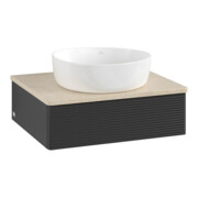 V&B Waschtischunterschrank mit Frontstruktur -Beleuchtung Antao 60x19x50cm, WBP-farbe botti., bla m Lac