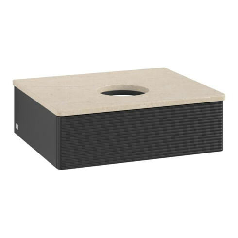 V&B Waschtischunterschrank mit Frontstruktur -Beleuchtung Antao 60x19x50cm, WBP-farbe botti., bla m Lac