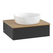 V&B Waschtischunterschrank mit Frontstruktur -Beleuchtung Antao 60x19x50cm, WBP-farbe hon. Oa, bla m Lac