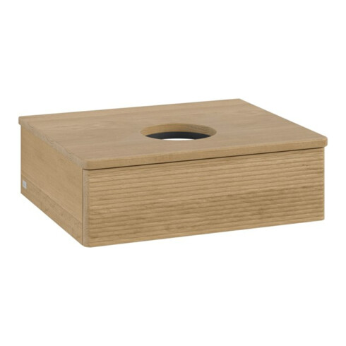 V&B Waschtischunterschrank mit Frontstruktur -Beleuchtung Antao 60x19x50cm, WBP-farbe hon. Oa, honey oak