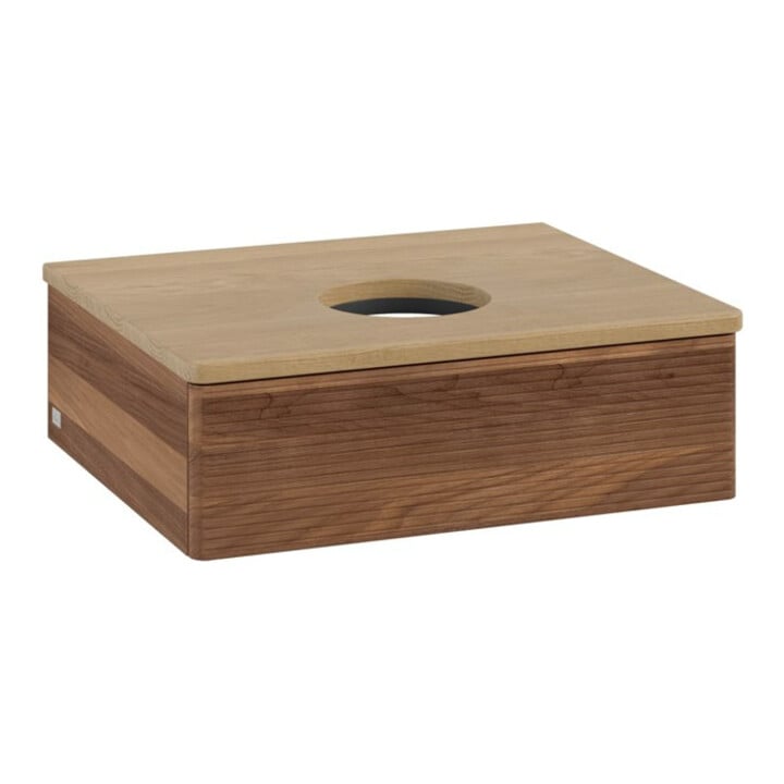V&B Waschtischunterschrank mit Frontstruktur -Beleuchtung Antao 60x19x50cm, WBP-farbe hon. Oa, w. walnut