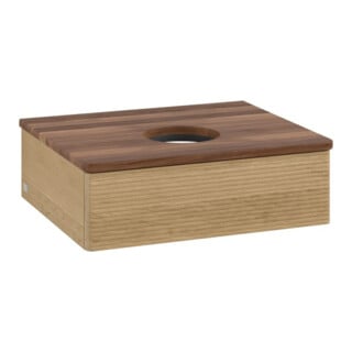 V&B Waschtischunterschrank mit Frontstruktur -Beleuchtung Antao 60x19x50cm, WBP-farbe w. wal, honey oak