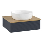 V&B Waschtischunterschrank mit Frontstruktur -Beleuchtung Antao 60x19x50cm, WBP hon. Oa, md bl. m Lac