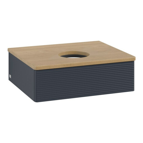 V&B Waschtischunterschrank mit Frontstruktur -Beleuchtung Antao 60x19x50cm, WBP hon. Oa, md bl. m Lac