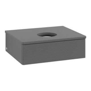 V&B Waschtischunterschrank mit Frontstruktur -Beleuchtung Antao 60x19x50cm, WBP Lac, Anthrac. m Lac