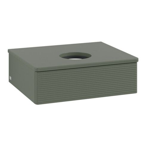 V&B Waschtischunterschrank mit Frontstruktur -Beleuchtung Antao 60x19x50cm, WBP Lac, lea gre. m Lac