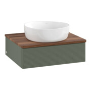 V&B Waschtischunterschrank mit Frontstruktur -Beleuchtung Antao 60x19x50cm, WBP w. wal, lea gre. m Lac