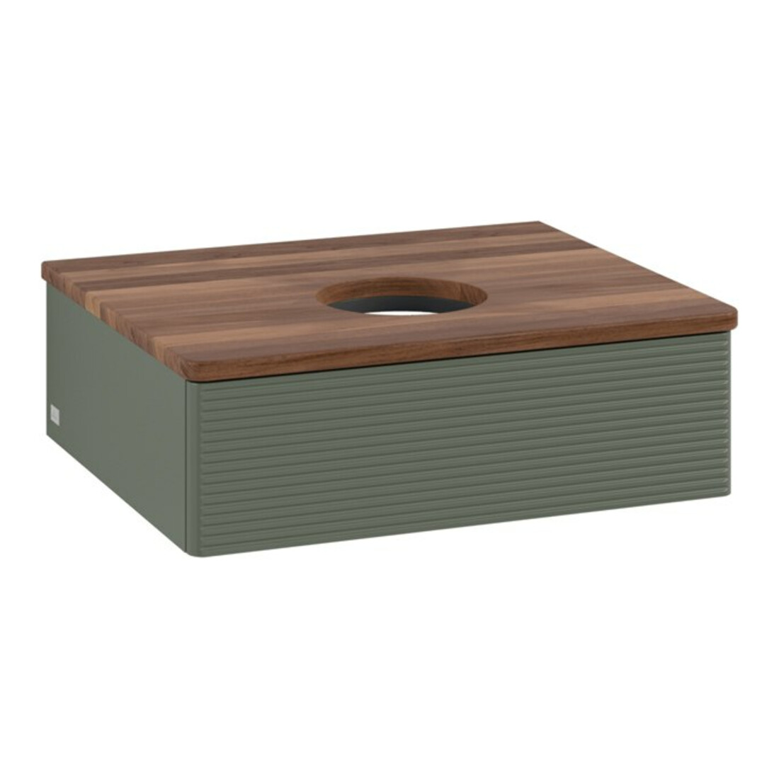 V&B Waschtischunterschrank mit Frontstruktur -Beleuchtung Antao 60x19x50cm, WBP w. wal, lea gre. m Lac