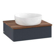 V&B Waschtischunterschrank mit Frontstruktur -Beleuchtung Antao 60x19x50cm, WBP w. wal, md bl. m Lac