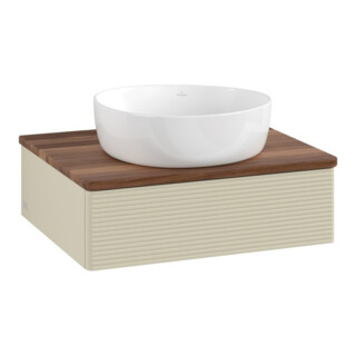 V&B Waschtischunterschrank mit Frontstruktur -Beleuchtung Antao 60x19x50cm, WBP w. wal, si Gr m Lac