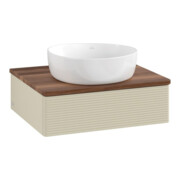 V&B Waschtischunterschrank mit Frontstruktur -Beleuchtung Antao 60x19x50cm, WBP w. wal, si Gr m Lac