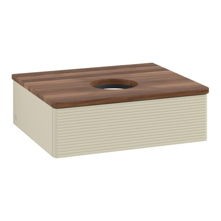 V&B Waschtischunterschrank mit Frontstruktur -Beleuchtung Antao 60x19x50cm, WBP w. wal, si Gr m Lac