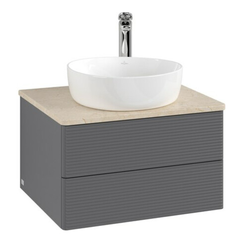 V&B Waschtischunterschrank mit Frontstruktur -Beleuchtung Antao 60x36x50cm, HL, WBP botti., A m Lac