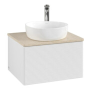 V&B Waschtischunterschrank mit Frontstruktur -Beleuchtung Antao 60x36x50cm, HL, WBP botti., glo wh. Lac