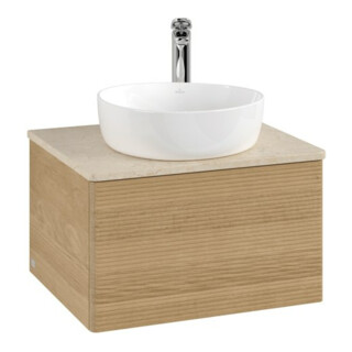 V&B Waschtischunterschrank mit Frontstruktur -Beleuchtung Antao 60x36x50cm, HL, WBP botti., hon. Oa