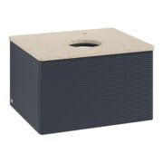 V&B Waschtischunterschrank mit Frontstruktur -Beleuchtung Antao 60x36x50cm, HL, WBP botti., md bl. m Lac