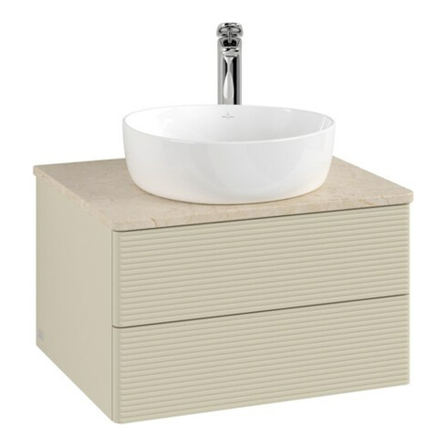 V&B Waschtischunterschrank mit Frontstruktur -Beleuchtung Antao 60x36x50cm, HL, WBP botti., si Gr m Lac