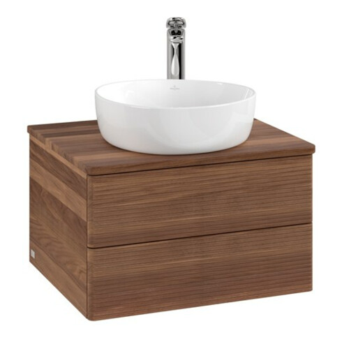 V&B Waschtischunterschrank mit Frontstruktur -Beleuchtung Antao 60x36x50cm, HL, WBP-farbe w. wal, w. wal
