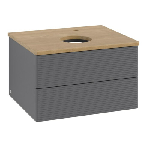 V&B Waschtischunterschrank mit Frontstruktur -Beleuchtung Antao 60x36x50cm, HL, WBP hon. Oa, A m Lac