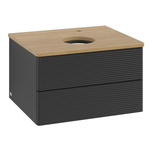 V&B Waschtischunterschrank mit Frontstruktur -Beleuchtung Antao 60x36x50cm, HL, WBP hon. Oa, bla m Lac