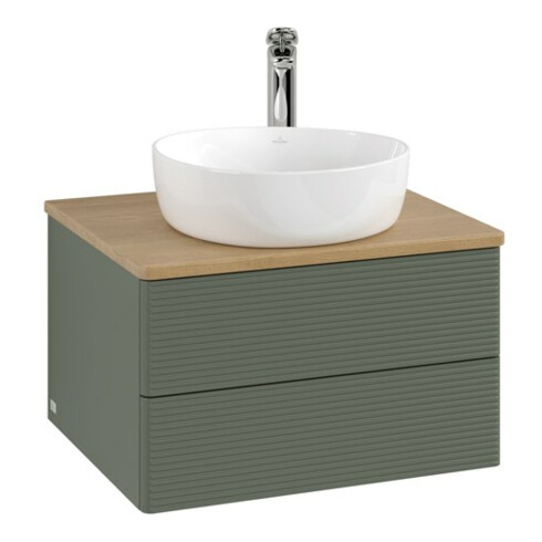 V&B Waschtischunterschrank mit Frontstruktur -Beleuchtung Antao 60x36x50cm, HL, WBP hon. Oa, le g. m Lac