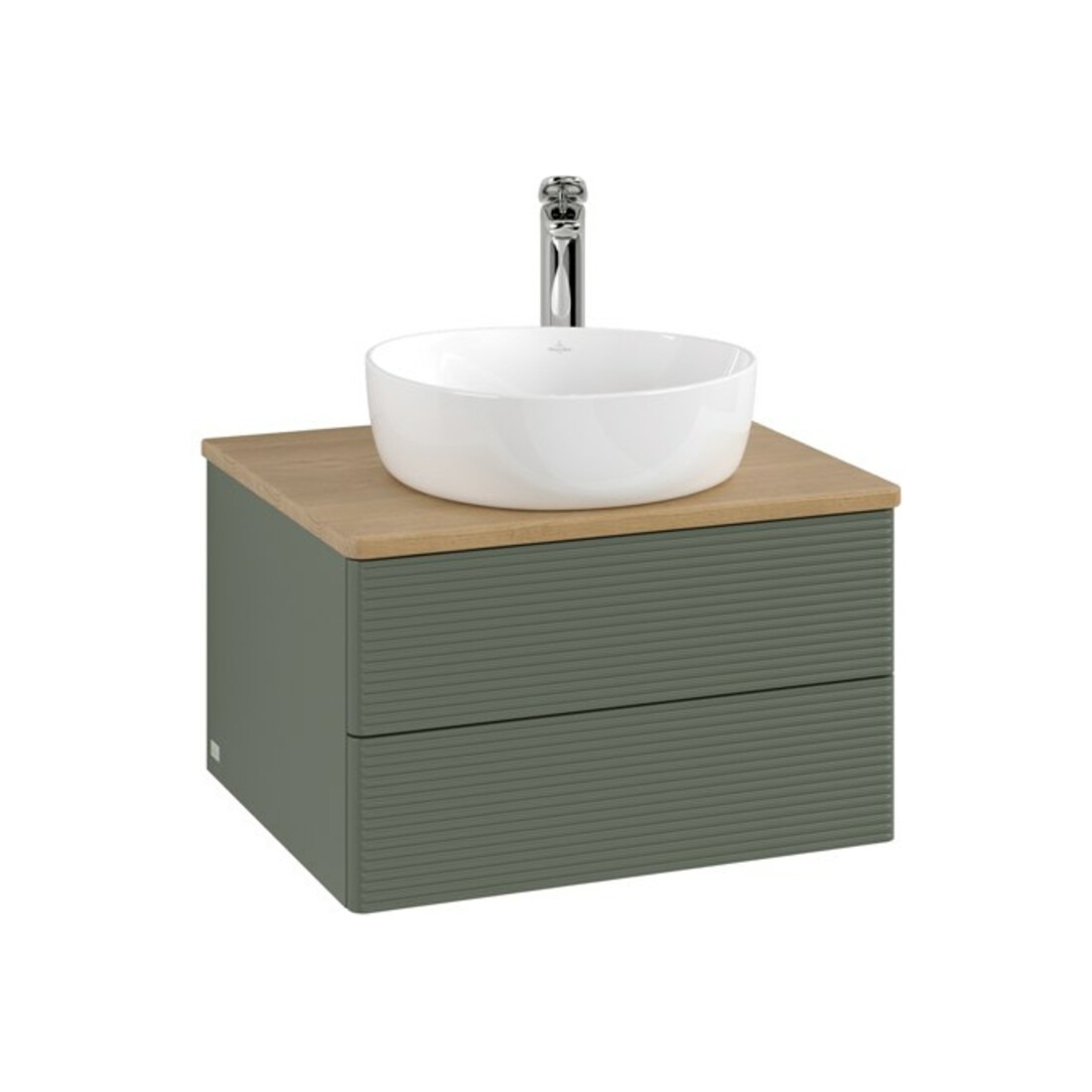 V&B Waschtischunterschrank mit Frontstruktur -Beleuchtung Antao 60x36x50cm, HL, WBP hon. Oa, le g. m Lac