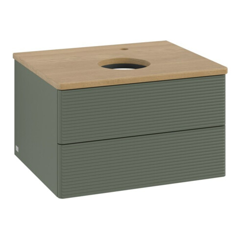 V&B Waschtischunterschrank mit Frontstruktur -Beleuchtung Antao 60x36x50cm, HL, WBP hon. Oa, le g. m Lac