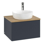 V&B Waschtischunterschrank mit Frontstruktur -Beleuchtung Antao 60x36x50cm, HL, WBP hon. Oa, md b m Lac