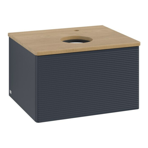 V&B Waschtischunterschrank mit Frontstruktur -Beleuchtung Antao 60x36x50cm, HL, WBP hon. Oa, md b m Lac