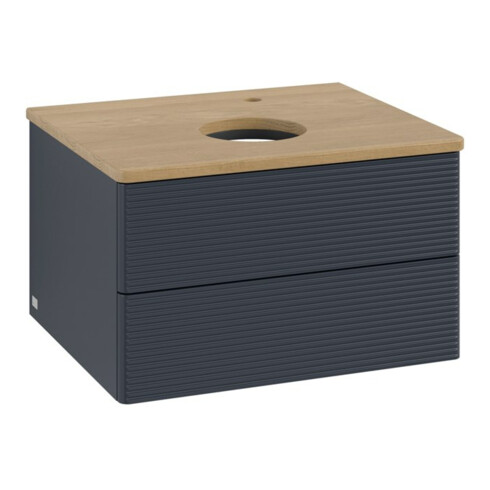 V&B Waschtischunterschrank mit Frontstruktur -Beleuchtung Antao 60x36x50cm, HL, WBP hon. Oa, md b m Lac