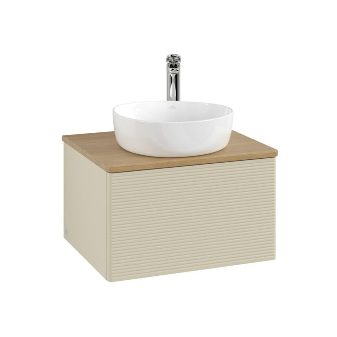 V&B Waschtischunterschrank mit Frontstruktur -Beleuchtung Antao 60x36x50cm, HL, WBP hon. Oa, si Gr m Lac