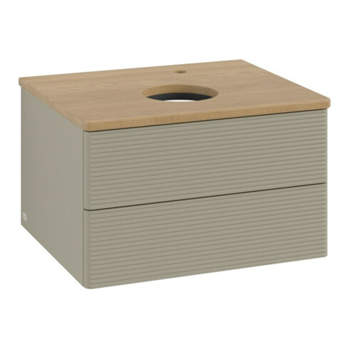V&B Waschtischunterschrank mit Frontstruktur -Beleuchtung Antao 60x36x50cm, HL, WBP hon. Oa, st Gr m Lac