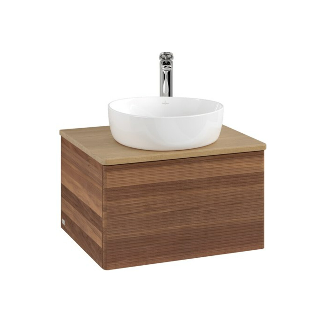 V&B Waschtischunterschrank mit Frontstruktur -Beleuchtung Antao 60x36x50cm, HL, WBP hon. Oa, w. wal