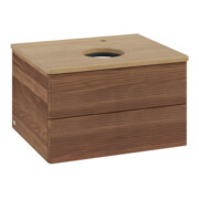 V&B Waschtischunterschrank mit Frontstruktur -Beleuchtung Antao 60x36x50cm, HL, WBP hon. Oa, w. wal