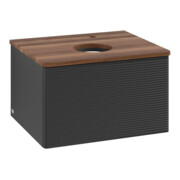 V&B Waschtischunterschrank mit Frontstruktur -Beleuchtung Antao 60x36x50cm, HL, WBP w. wal, bla m Lac
