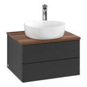 V&B Waschtischunterschrank mit Frontstruktur -Beleuchtung Antao 60x36x50cm, HL, WBP w. wal, bla m Lac